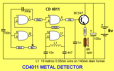 555 metal detector circuit