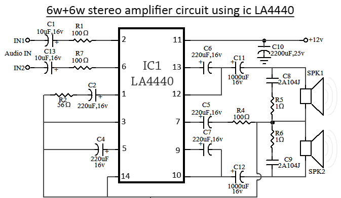 LA4440 Stereo Amplifier – Circuit Schematic