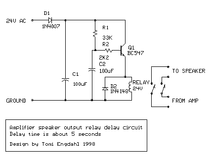 output relay delay audio amplifier circuit