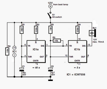 Car Boot Light Warning – Circuit Schematic