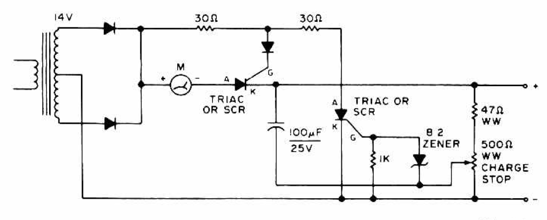 Charger circuit equipped with a regulator circuit output voltage Schematic Diagram circuit