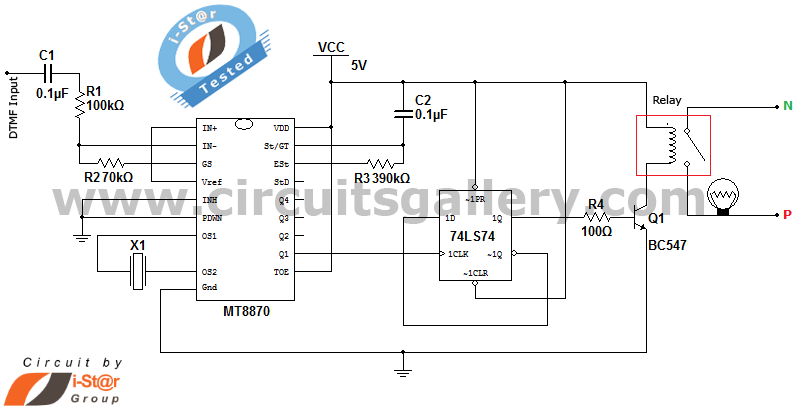dtmf cell phone controlled home appliances automation project – Circuit Schematic