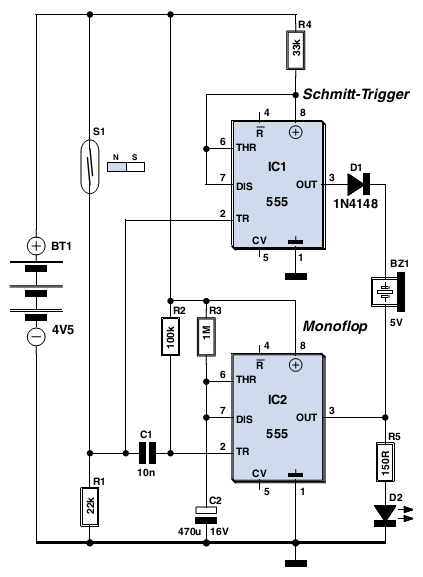 Economy Timer 555 IC circuit