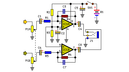 9 volt headphone amplifier circuit