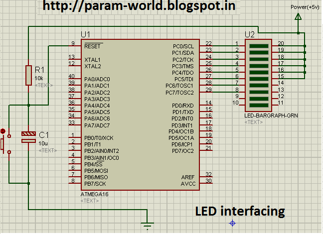 interfacing of led wiht avr atmega16 circuit