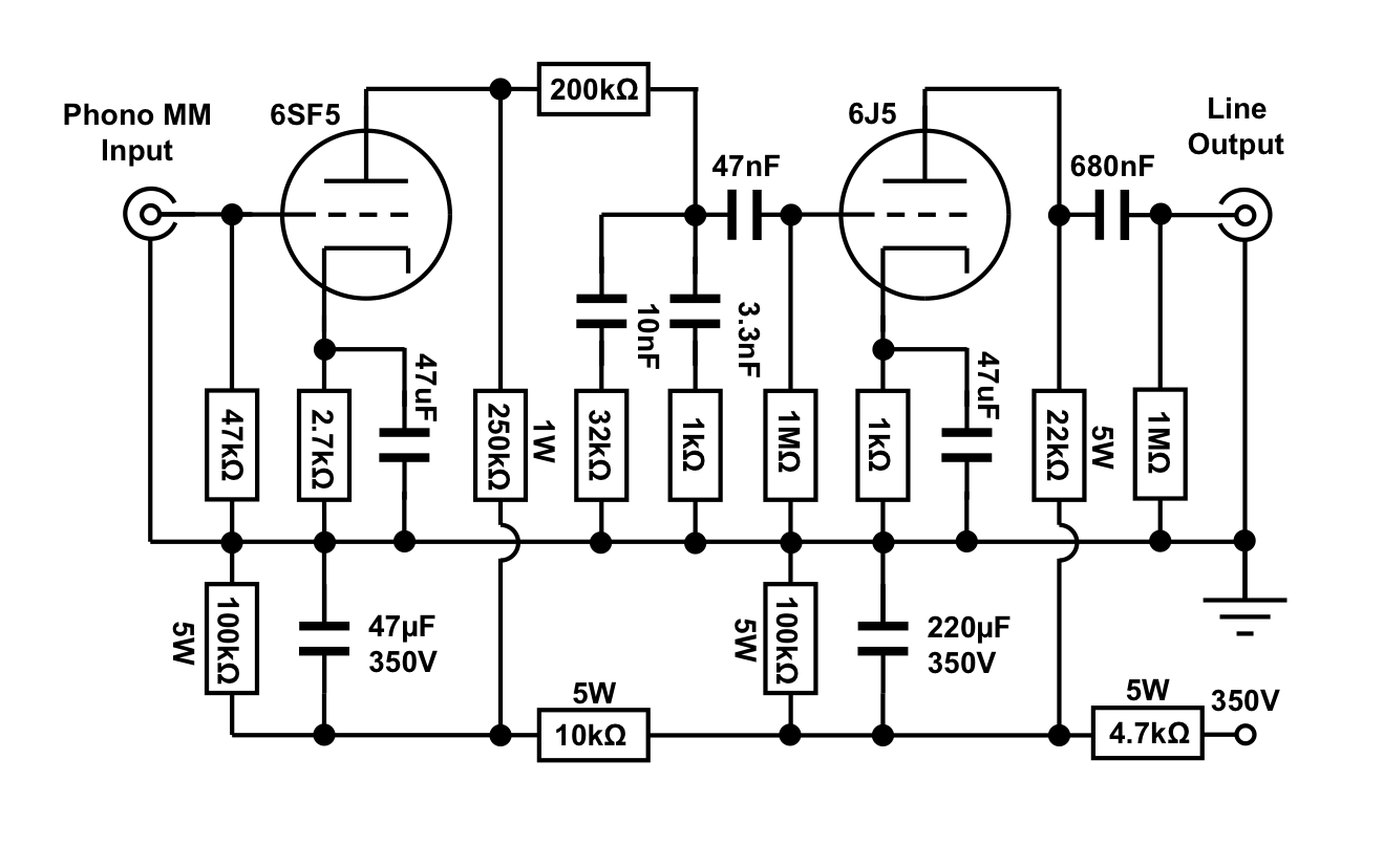 the octal phono preamplifier – Circuit Schematic