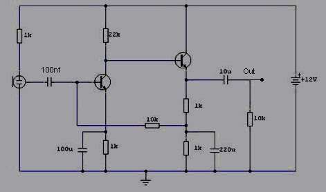 pre amp condenser microphone circuit – Circuit Schematic
