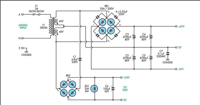 200W MOSFET Power Amplifier Schematic Diagram circuit