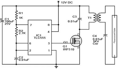 12vdc fluorescent lamp driver schematic