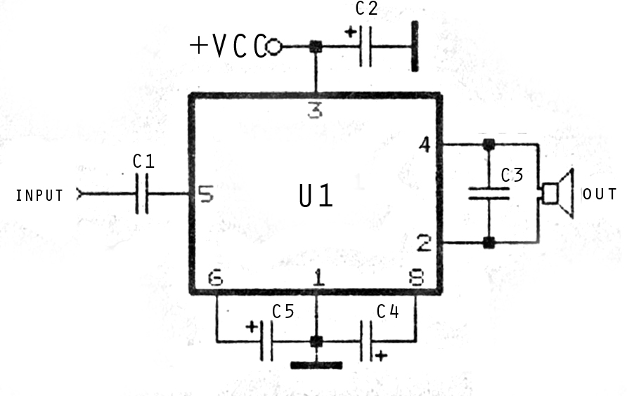 mini and simple power amplifier – Circuit Schematic