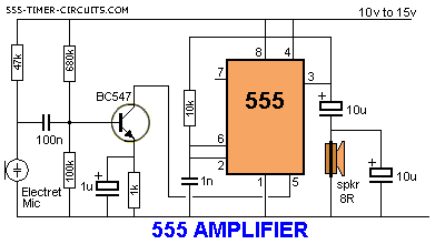 simple 555 amplifier circuit