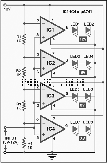 Led voltmeter circuit – Circuit Schematic