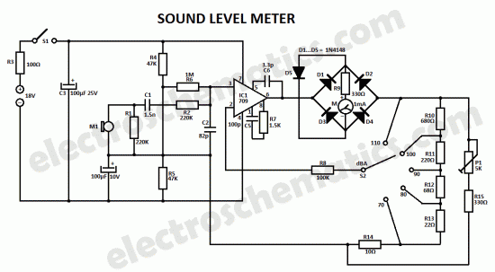sound level meter circuit – Circuit Schematic