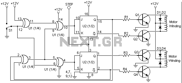Stepper motor driver circuit with ic 4027 – Circuit Schematic