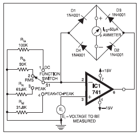 universal high resistance voltmeter – Circuit Schematic