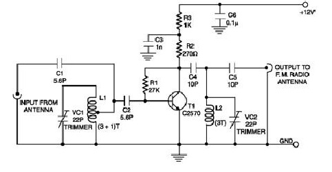 CAR RADIO WITHOUT ANTENNA circuit