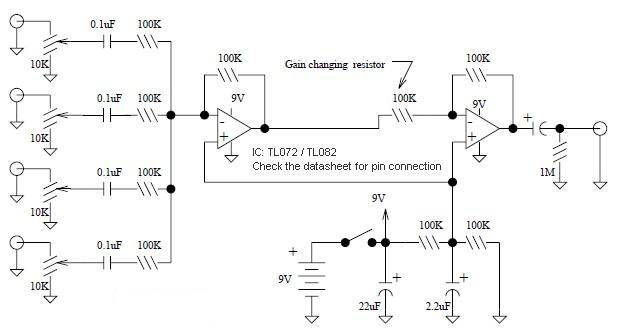 Simple Mixer with 4 Input circuit