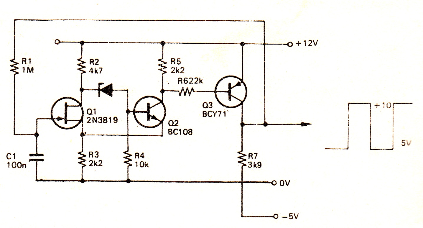 Simple Square Wave Generator Circuits – Circuit Schematic