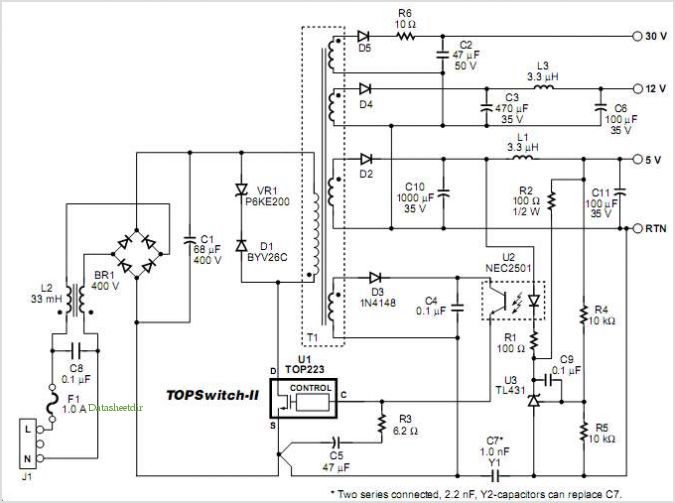 Designing Multiple Output Power Supplies With Topswitch circuit
