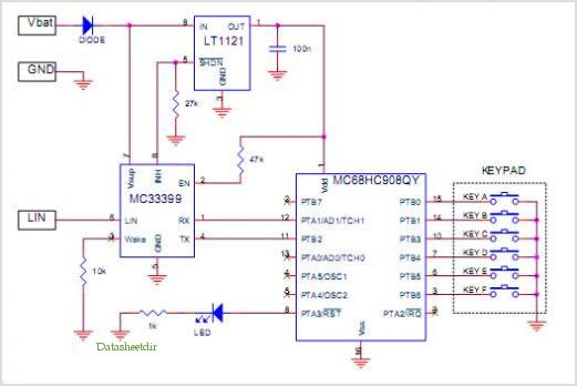 A Simple Keypad Using Lin With The Mc68hc908qtqy Mcu circuit