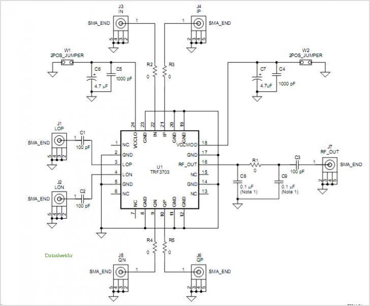 Trf3703 Quadrature Modulator Evaluation Module – Circuit Schematic