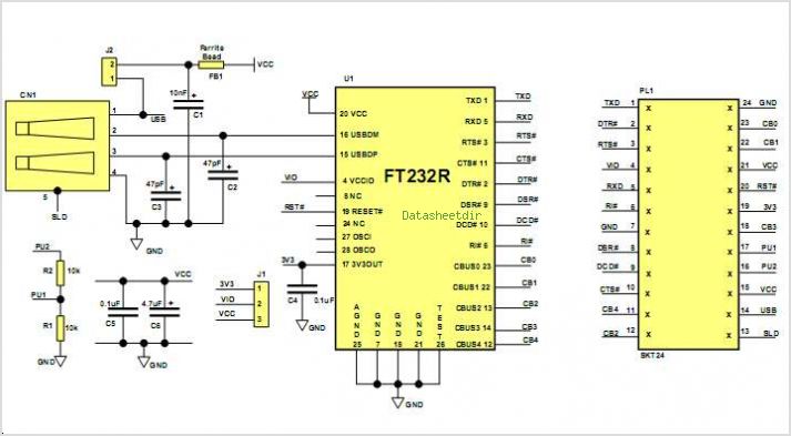 Um232r Usb- Serial Uart Development Module circuit