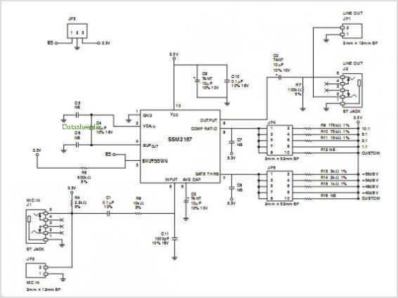 Using The Ssm2167 Evaluation Board – Circuit Schematic