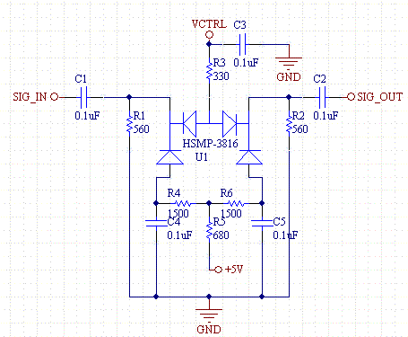 Variable PIN Attenuator – Circuit Schematic