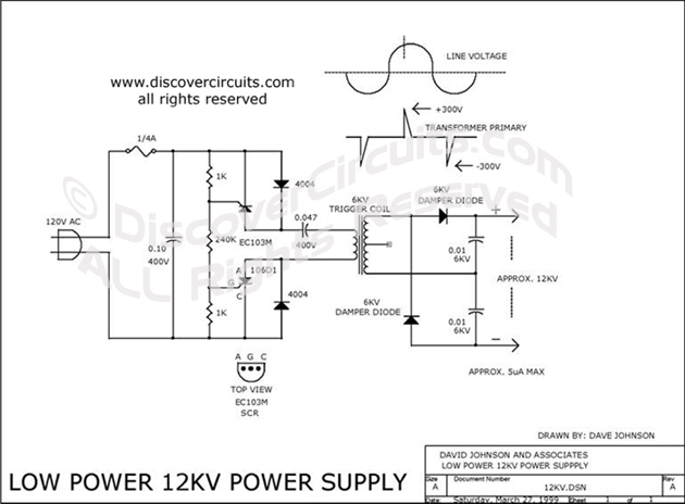 low power 12000 volt power circuit