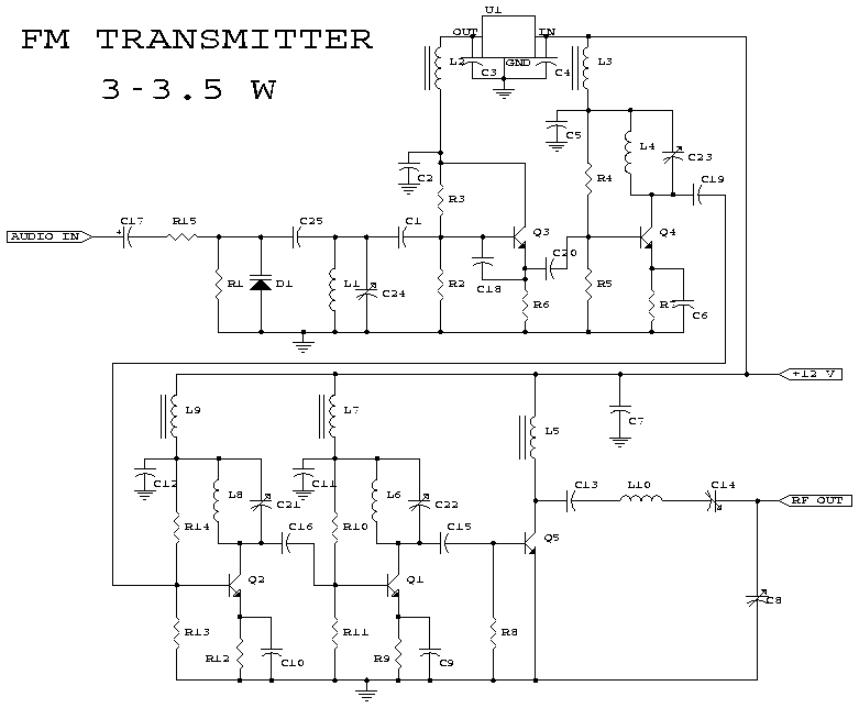 3W FM Transmitters – Circuit Schematic