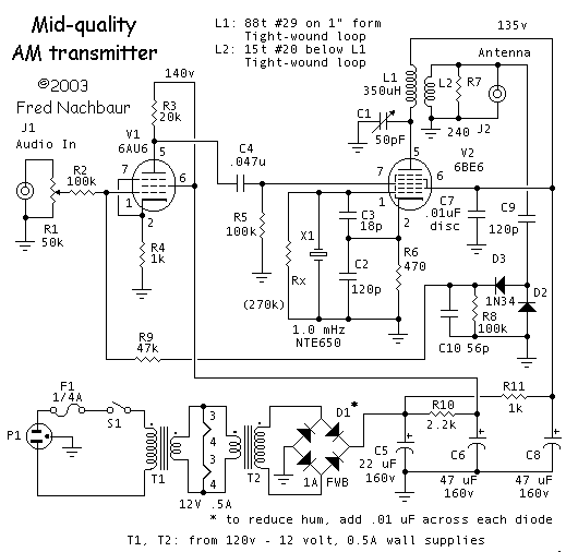 The Bean-Counter AM Transmitter – Circuit Schematic