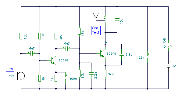 FM Transmitter Bugs – Circuit Schematic