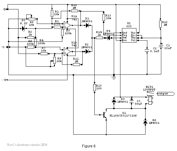 High And Low Voltage Cut Off With Time Delays circuit