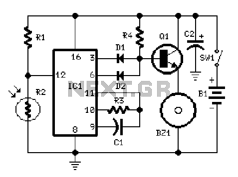 Fridge door alarm project – Circuit Schematic