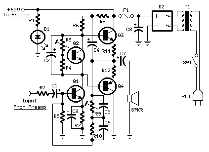 60W Guitar Amplifier circuit