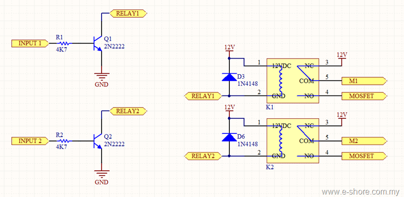 MOSFET  Relay to Control a Motor circuit