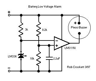 Precision Receiver Battery Low Voltage Alarms circuit