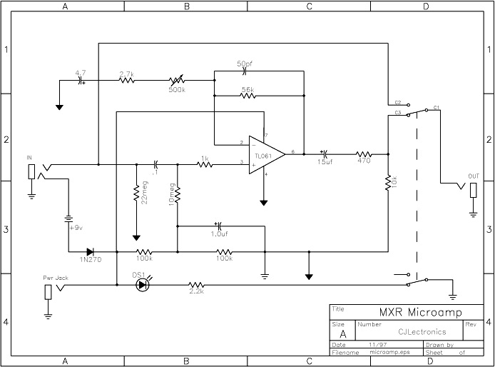 mxr micro amp true bypass – Circuit Schematic