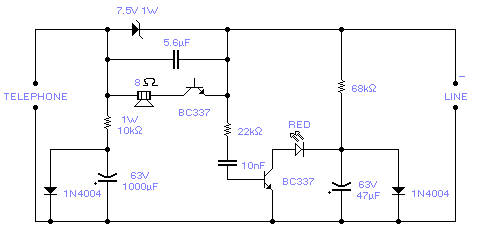Telephone line monitors circuit