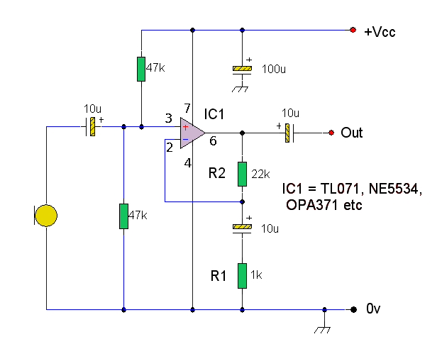 Op-Amp Mic Preamp circuit
