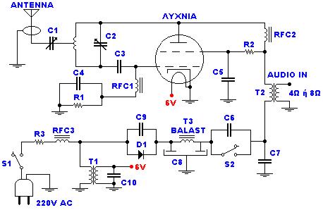 Transmitter FM 45W with valves – Circuit Schematic