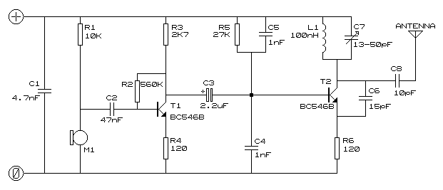 A small FM transmitter (SMD)s – Circuit Schematic