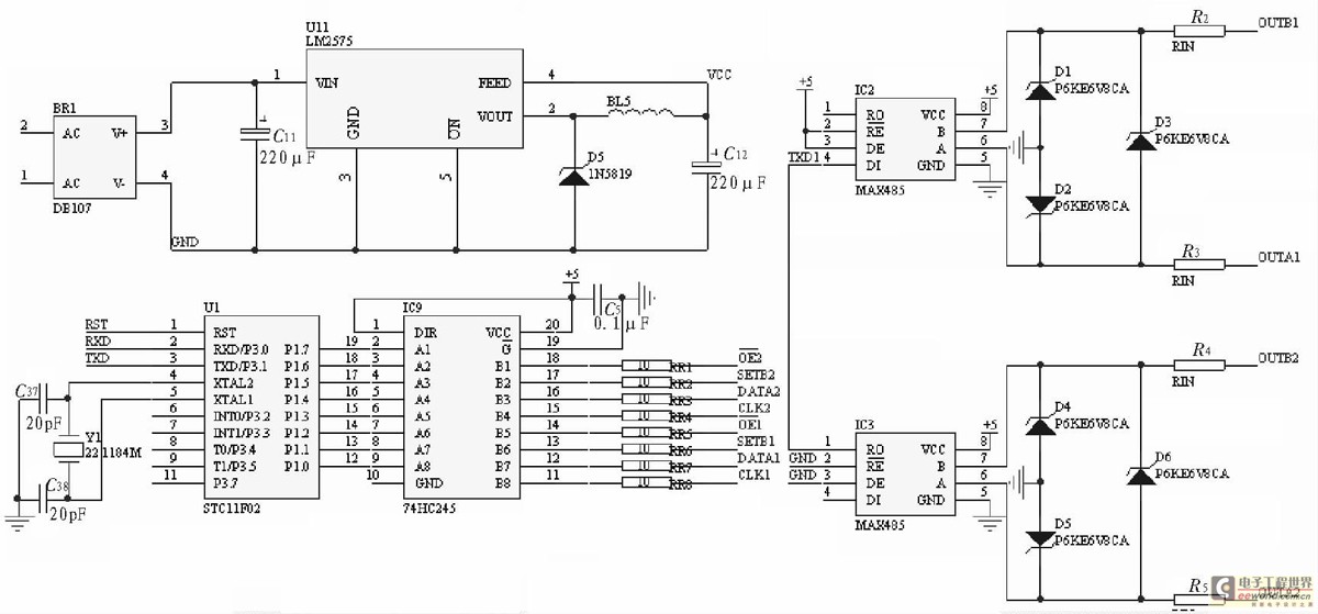 LED outline display control unit cipher scheme on the basis of the one-chip computer