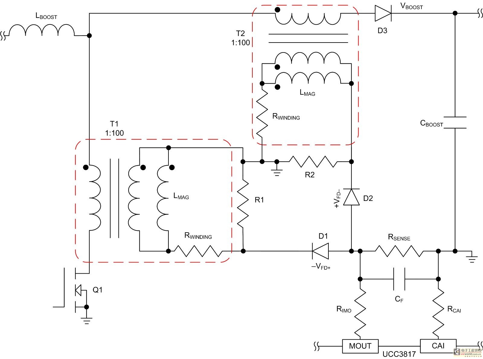 The electric current of mode control of the average current measures the circuit design of the voltage transformer – Circuit Schematic