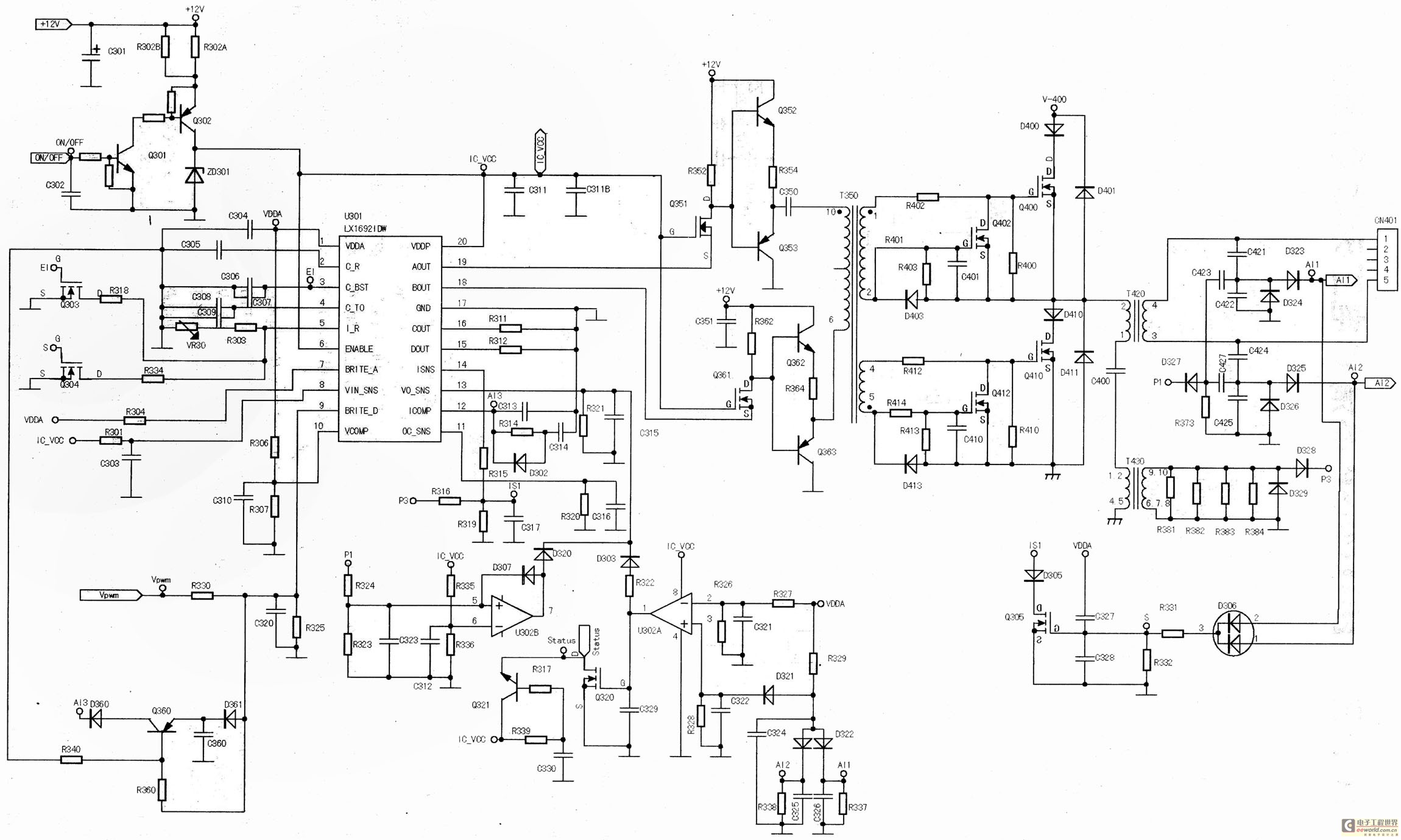 FSP107-2PS01 two-in-one power panel circuit analysis – Circuit Schematic