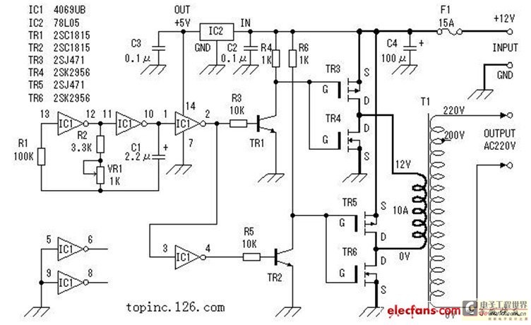 Circuit DIY of the inverter picture and text is explained in detail circuit