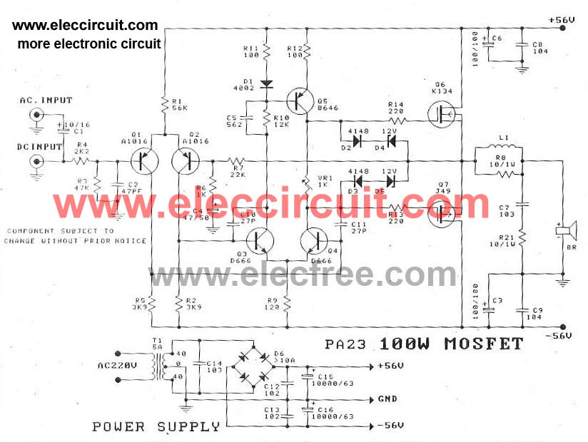 100 watt DC servo amplifier by Power MOSFET circuit