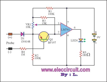 Very simple voltmeter with ic741 circuit