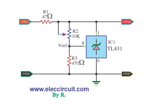 Adjustable Regulator by TL431 circuit