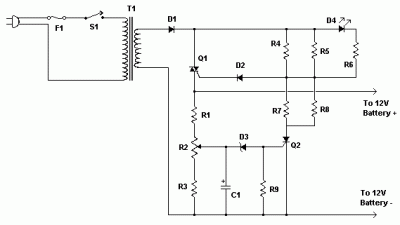 Automatic 12V Lead Acid Battery Charger circuit